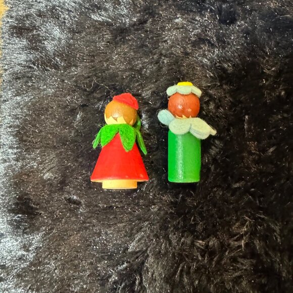 Vintage Wooden Angel & Elf Miniature Figurines Set 1960's - Picture 3 of 3